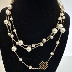 Tory Burch Gold and Pearl Necklace
